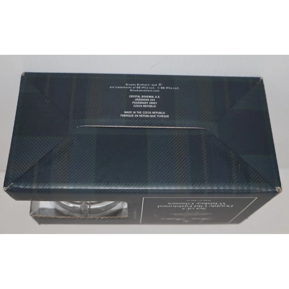 NEW IN BOX BROOKS BROTHERS Set of 2 Double Old Fashioned Whiskey Crystal Glasses